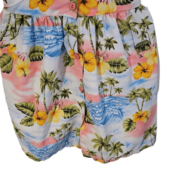 Handmade by Mamaz Design Kid's 3T Square Neck Hawaiian Dress Multicolor Tropical - Picture 3 of 5
